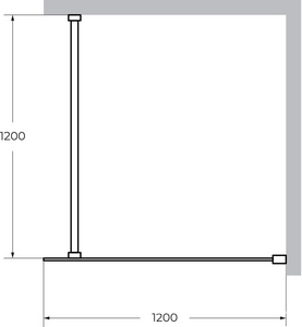 Душевая перегородка 1200хh1950мм, правая/левая, (стекло графит 8мм, поперечный укорачиваемый кронштейн 1200мм, фурнит. цв.черный мат.),  ZZ Cezares Liberta LIBERTA-L-1-120-120-GR-NERO