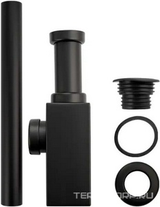 Сифон для раковины 1*1/4, без донного клапана, квадратный, цв. черный ZZ Brimix Brimix 8744