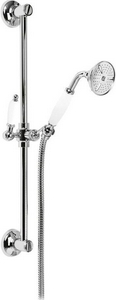 Душевой гарнитур (штанга 60,5см, лейка, шланг), (цв.хром, ручка цв.белый),  ZZ Cezares Lord LORD-SD-01-Bi