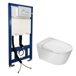 Унитаз-биде подвесной 380х598мм, электроное, сиденье с подогревом, пульт ДУ, инсталляция, клавиша цв.хром в компл., Smart ZZ