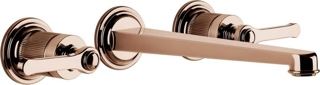 Смеситель для раковины, на 3 отв., встраив. в стену, излив 243мм, (внешние части, БЕЗ встаив.части арт.45089 031), (цв.Copper PVD),  ZZ Gessi Venti20 65090 030