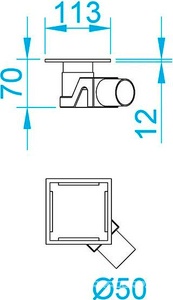 Трап для душа, выпуск гориз.50мм, (решетка нерж.сталь 110х110мм, цв.черный), RGW ZZ RGW Walk In SDR-13B