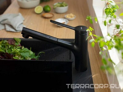 Смеситель для кухни, 150, с вытяжным душем, 2jet, (цв.матовый черный),  Hansgrohe Zesis M33 74800670