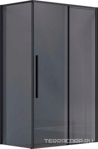 Душевой уголок 1200х900хh1950мм, прямоуг., правый/левый, (стекло тонированное 6мм Easy Clean, фурн.цв.черный матовый),  ZZ Vincea Slim-N VSR-4SN9012CGB