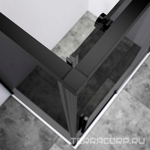 Душевой уголок 1200х900хh1950мм, прямоуг., правый/левый, (стекло тонированное 6мм Easy Clean, фурн.цв.черный матовый),  ZZ Vincea Slim-N VSR-4SN9012CGB