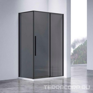Душевой уголок 1200х900хh1950мм, прямоуг., правый/левый, (стекло тонированное 6мм Easy Clean, фурн.цв.черный матовый),  ZZ Vincea Slim-N VSR-4SN9012CGB