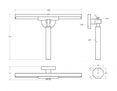 Скребок 258мм, для чиски стекла душевых кабин, (цв.черный матовый), Relax ZZ Cezares relax RELAX-SV-NOP