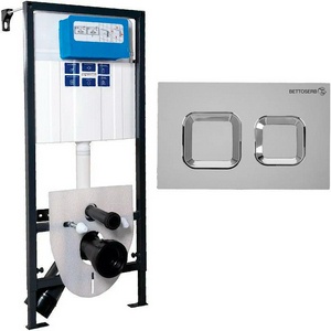 Комплект для установки подвесного унитаза, (застенный модуль, крепёж, панель 2-го смыва пластик цв.хром глянец),  ZZ Bettoserb Sava Fix Slim SET40006473