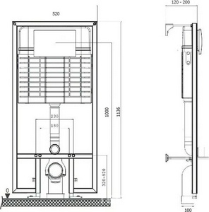 Комплект для установки подвесного унитаза, (застенный модуль, крепёж, панель 2-го смыва пластик цв.хром глянец),  ZZ Bettoserb Sava Fix Slim SET40006473