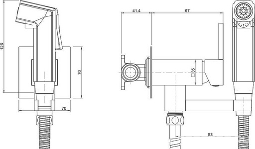 Смеситель совмещён. с гигиеническим душем, (готовый комплект: лейка, шланг, скрытая часть), (цв.черый браш.PVD),  ZZ Paini Bella BLPZ442