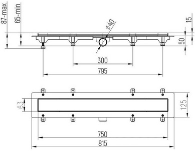 Душевой лоток  750 мм D40, черный матовый ZZ Paini Harmony CH750KC