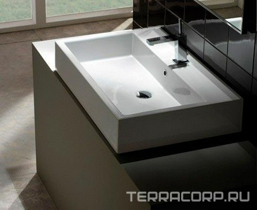 Раковина накладная / подвесная, прямоуг. 800х500хh140мм, с 1 отв.д/смесителя, с переливом, крепеж в компл.,  ZZ Globo Classic SCQ811BI