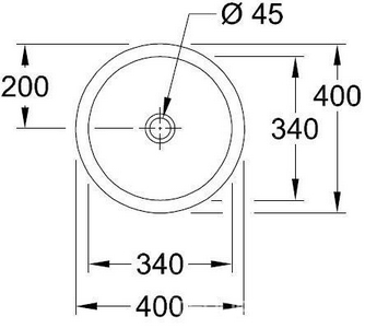 Раковина для установки на столешницу, круглая, d400хh170мм, без отверстия для смесителя, с переливом, креп.в компл, (цв. 01 белый),  ZZ Villeroy & Boch Architectura 41254001