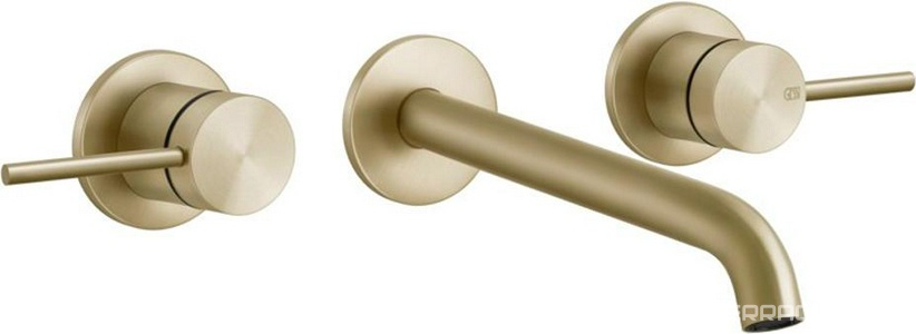 Смеситель для раковины, встраив. в стену, излив 201-181мм, (внешние части, БЕЗ встаив.части арт.45089 031), (цв. Brass Brushed PV),  ZZ Gessi Gessi 316 54094 727