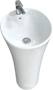 Раковина 450х450хh880мм, напольная, круглая, c отв.д/смес и переливом, крепеж в компл., (керамика цв.белый),   ZZ Cerutti Spa Adelina CT7274