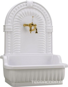 Раковина для омовения, напольная с пристенной панелью, 840х400/555хh1130мм, с 2 отв. для смесителя, без перелива, (стеклокомпозит цв.белый),  ZZ Migliore Olivia 24638