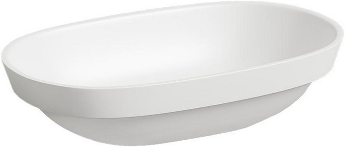 Раковина полувстраиваемая в столеш.сверху, овальная, 645х387хh165мм, без отв.д/смес, без перелива, литой камень S-Sense глянец,цв.белый,  01 ZZ Salini Marea 1802101G