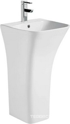 Раковина 450х335хh835мм, напольная, прямоуг., c отв.д/смес. и переливом, крепеж в компл., (керамика цв.белый), Luca ZZ