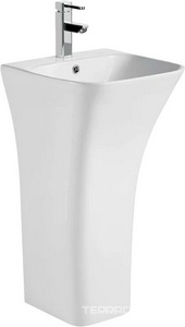 Раковина 450х335хh835мм, напольная, прямоуг., c отв.д/смес. и переливом, крепеж в компл., (керамика цв.белый),  ZZ Cerutti Spa Luca CT7283