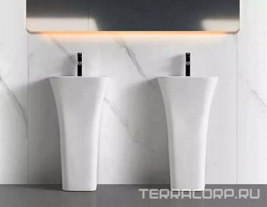 Раковина 450х335хh835мм, напольная, прямоуг., c отв.д/смес. и переливом, крепеж в компл., (керамика цв.белый),  ZZ Cerutti Spa Luca CT7283