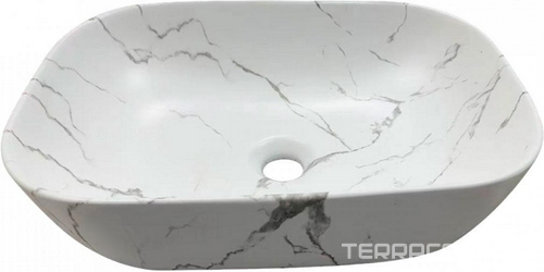 Раковина 455х320хh135мм, накладная, без отв.д/смесителя, без перелива, (керамика цв.мрамор матовый белый), Cerutti SPA ZZ
