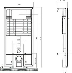 Комплект для установки подвесного унитаза, (застенный модуль, крепёж, панель 2-го смыва пластик цв.хром матовый),  ZZ Bettoserb Sava Fix Slim SET40006472