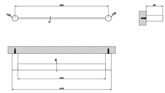 Полотенцедержатель 45 см (цв.Black Metal Brushed PVD), 316 ZZ Gessi Gessi 316 54800 707
