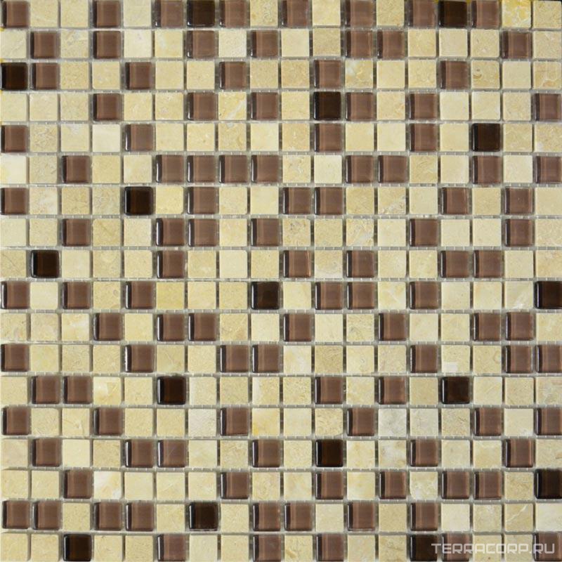 Мозаика Мастера Керамики Glass & Stone Мозаика 2025 микс мраморбежевый-св.коричневый-коричневыйXX 30х30 Комбинированный, фото 3