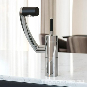 Смеситель для кухни, поворотный излив 236мм, (корпус цв.хром, ручка цв.чёрный),  Damixa Arc 290007464