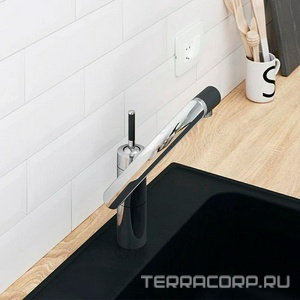 Смеситель для кухни, поворотный излив 236мм, (корпус цв.хром, ручка цв.чёрный),  Damixa Arc 290007464