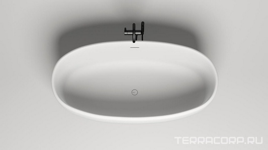 Ванна 1700х850хh580мм,отдельност, литой камень S-Stone матовый, интегрированный слив-прелив, донный клапан "Up&Down" в цвет ванны,  ZZ Salini Luce 100121M