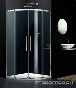 Душ каб. c раздвижн. дверьми, 1/4 круга, R=500, (100х100хh195см, стекло 6мм, GL прозр., фурн. 05 полир.алюмин) S-LITE ZZ Provex S-Lite 4005 SR 05 GL