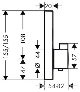 Термостат встраиваемый в стену, с двумя запорными вентилями, внешняя часть без скрытой арт.01800180, (цв.хром),  ZZ Hansgrohe ShowerSelect 15763000