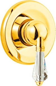 Смеситель для душа (внешняя часть) однорычажный для скрытого монтажа (ручка Cristallo/Swarovski, цв.золото), Nicolazzi ZZ Nicolazzi Classical luxury 3406 GB 33