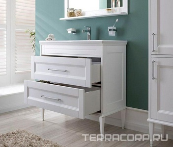 Тумба напольная/подвесная "" - 100 см, цвет белый, 2 выдвижн. ящика, БЕЗ раковины  и комплекта ножек Aquanet Бостон 209678