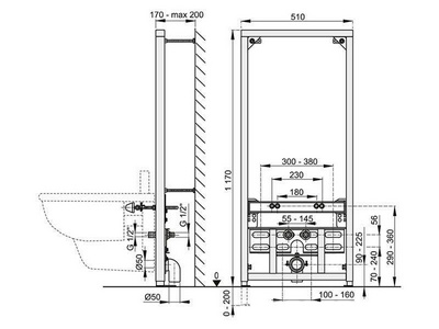 Инсталляция для подвесного биде, крепеж в комплекте ZZ AlcaPlast Универсал A105/1200/1120