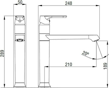 Смеситель для раковины, высокий, однорычажный, без донного клапана, хром XX SMARTsant Смарт-Афалина SM233501AA
