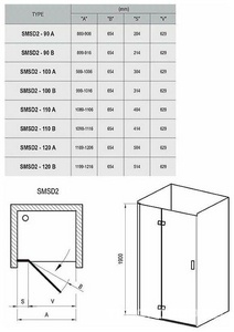 Душевая дверь в нишу -120 B-L, стекло - Прозрачное, профиль - хром, с установочным комплектом ZZ Ravak SMSD2 0SLGBA00Z1