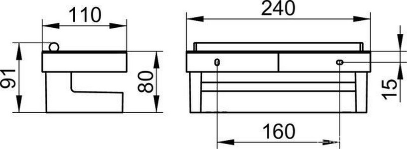Полочка для душа прямоугольная 240х110мм, в комплекте со встроенный стеклоочестителем (контейнер белый пластик, держатель цв. хром),  Keuco Moll 12759 010000
