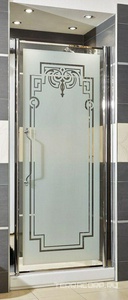 Дверь д/душа, распаш. 91/94х185см, профиль цв.белый/бронза, (профиля притвора и компенс. в компл.),DX петли справа, стекло мат/прозр.декор  X XX Lineatre Londra LN910/BR/DX