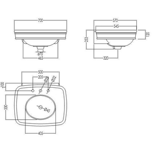Раковина 700х330мм, с 1 отв. д/смесит.,  ZZ Devon & Devon Rose IBLG1FROSE
