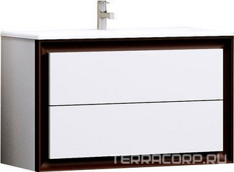 Тумба подвесная Капри 90, 880*585*450 мм, цвет белый/нагал, БЕЗ раковины Болеро 90, крепеж в комплекте XX