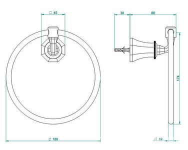 Кольцо 180мм для полотенец (цв.бронза (Bronze brillant))  ZZ THG Art Deco A55-D01-00504N