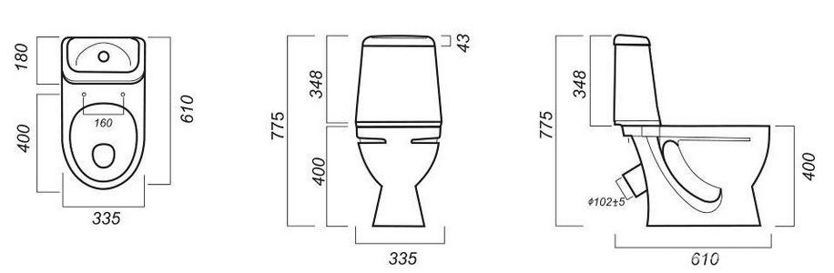 Унитаз-компакт "", косой выход, арматура 1-режим. Alcaplast, сиденье дюропласт с микролифтом, крепление в комплекте Sanita Идеал WC.CC/Ideal/2-DM/WHT.G/S1 (IDLSACC01030713)