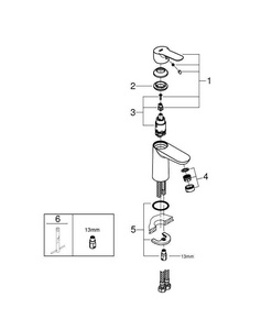 Смеситель для раковины БЕЗ донного клапана, гибкие шланги (хром) Grohe BauEdge 23330000