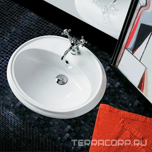 Раковина встраиваемая в столешницу сверху, 61х50,5см, с 1 отв.д/смсит., с переливом,  ZZ Simas Arcade AR 859