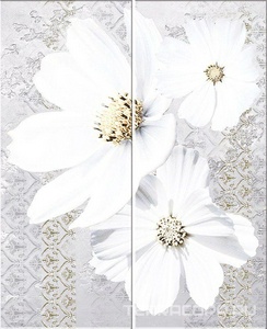 Керамическая плитка Azori Sfumato Панно  Grey "Floret"(2 плитки)XXl40.2x50.5 Комбинированный 