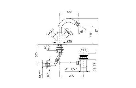 Смеситель для биде на 1 отв.д/смесит., с д/к, (цв. золото) M. Croce / Mac Kinley 05 ZZ Nicolazzi M. Croce/Mac Kinley 2237 GO 29