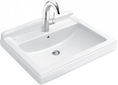 Раковина 650х530мм, 1 отв. д/смес., установка на пьедестал 7232 и п/пьед. 7231  (R1 white ceramicplus),  ZZ Villeroy & Boch Hommage 710165R1