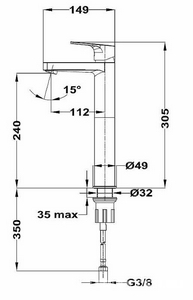 Смеситель для раковины, высокий, без донного клапана, хром KL Teka Manacor 843111280